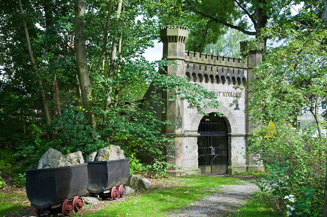 Wasserlauf-Stollen, Schachtanlage Knesebeck, Bergbaumuseum, UNESCO Weltkulturerbe Oberharzer Wasserwirtschaft, Bad Grund, Harz, Niedersachsen, Deutschland