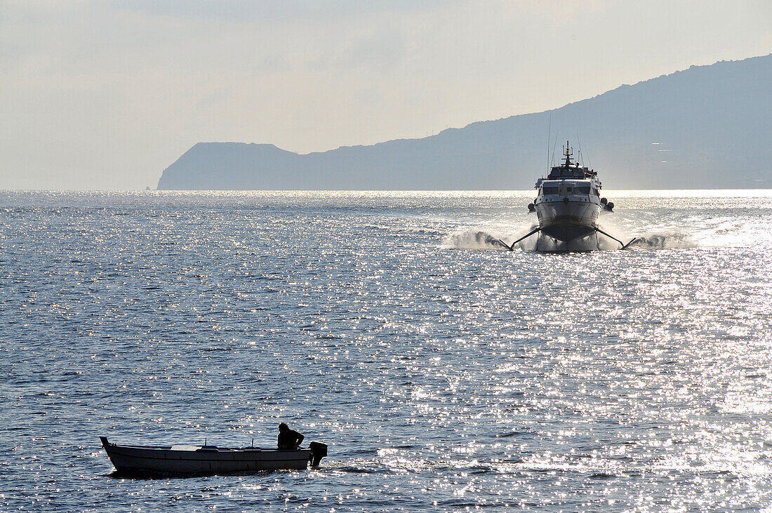 Infront of the Island of Salina, Aeolian Islands, Sicily, Italy