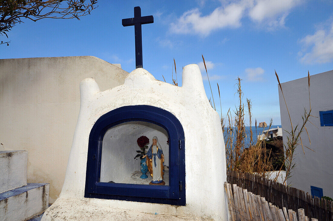 Small statue of Saint Mary, Island of Stromboli, Aeolian Islands, Sicily, Italy