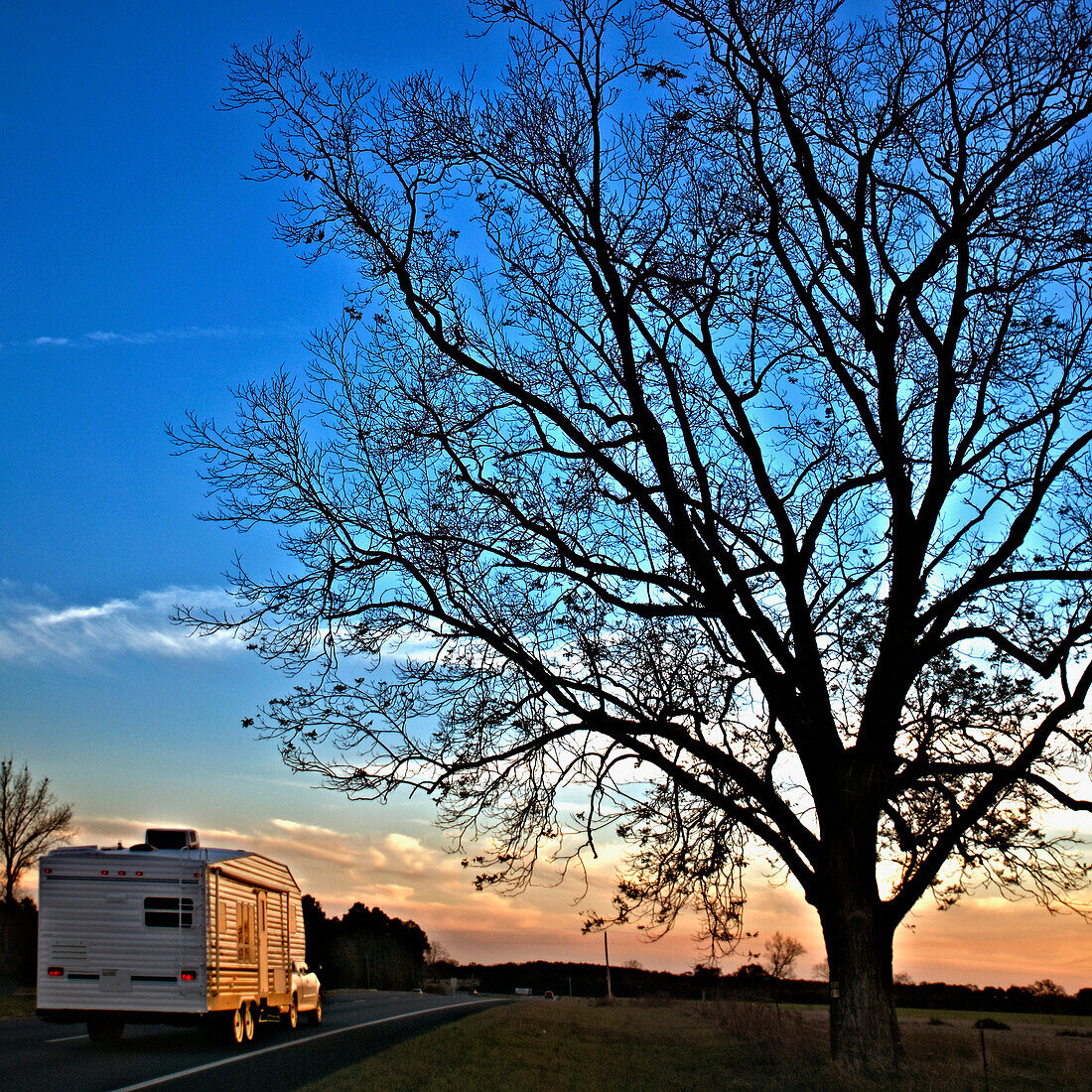 Camper Driving Down a Country Road, Lynn Haven, Florida, United States