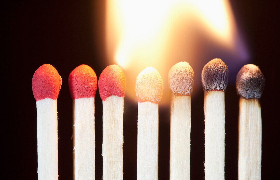 Close up of Matches Burning, Studio