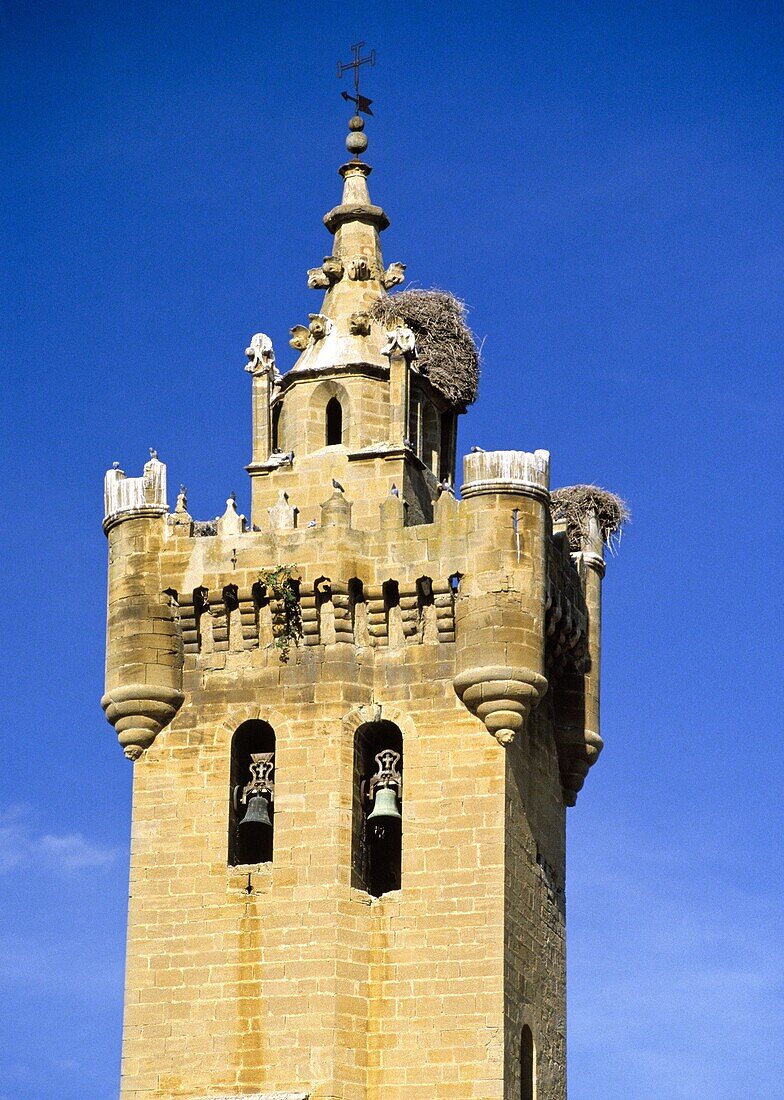 Fortified bell tower of El Salvador Church, Ejea de los Caballeros, Zaragoza province, Aragon, Spain