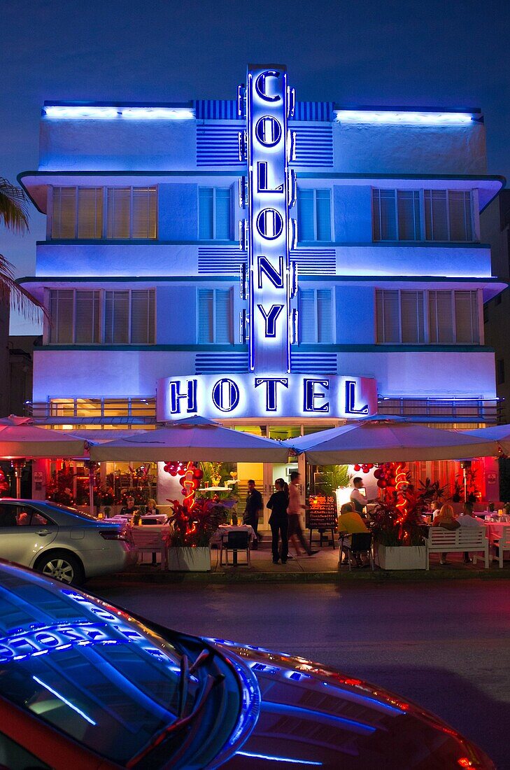 Ocean Drive at Night  Miami Beach  Florida  USA