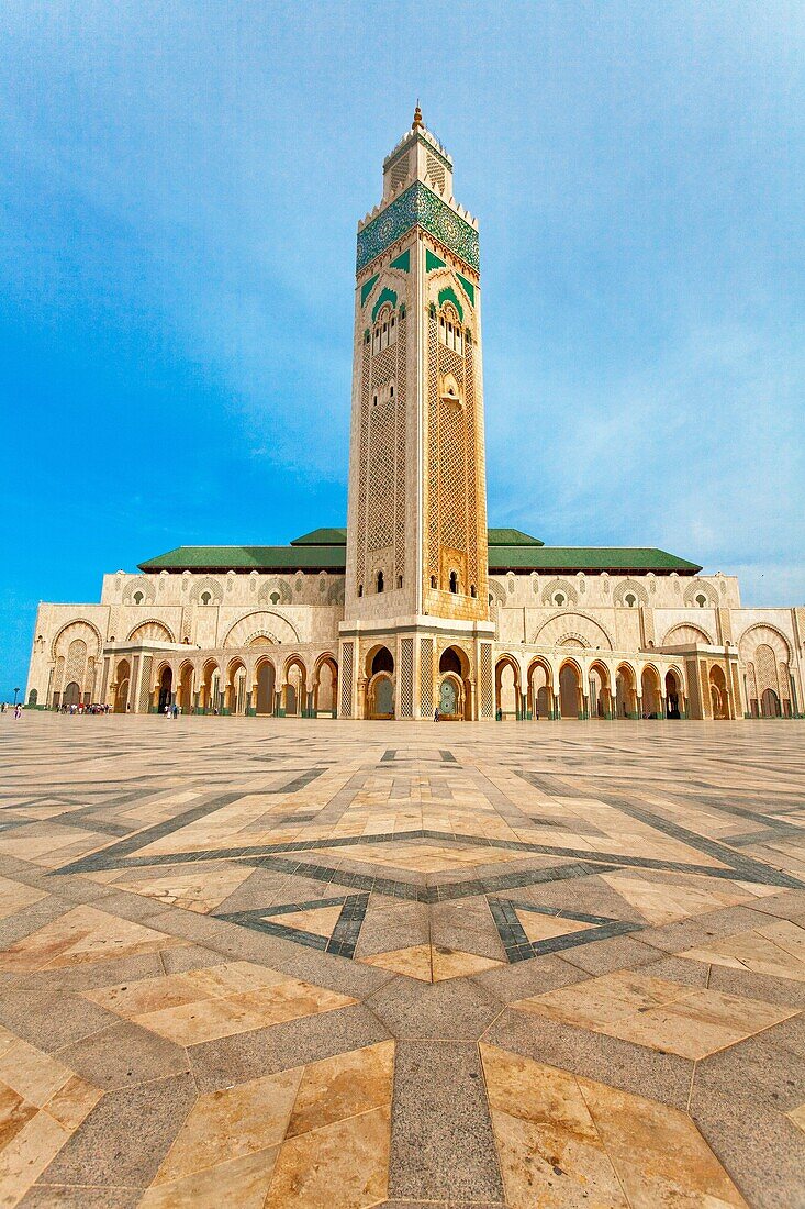Exterior of the Hassan II mosque in Casablanca, Morocco