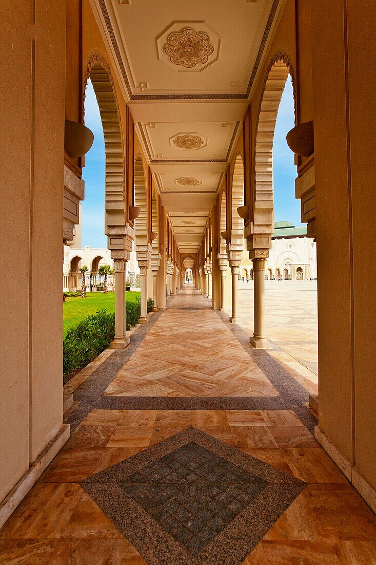 Architectural details of the Hassan II mosque in Casablanca, Morocco