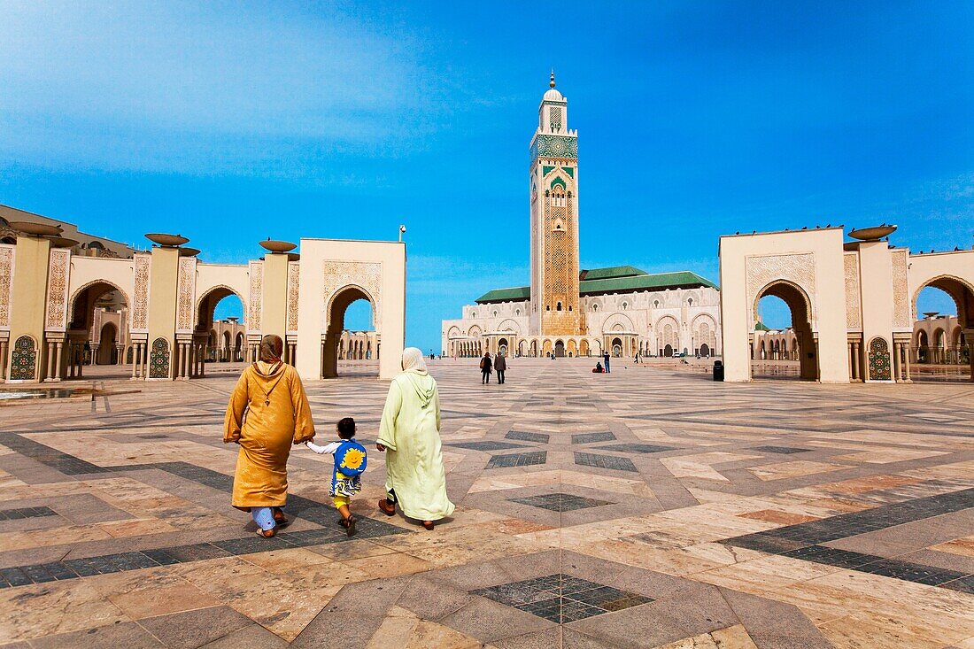 Exterior of the Hassan II mosque in Casablanca, Morocco