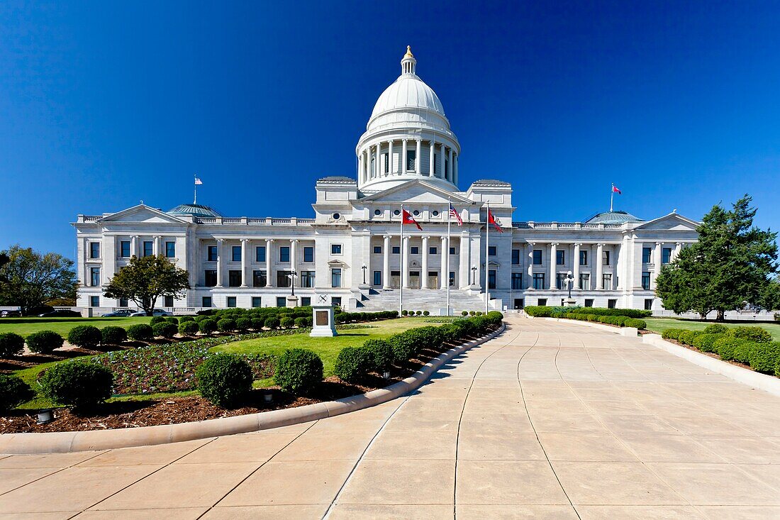 The Arkansas State Capitol building in Little Rock, Arkansas, USA