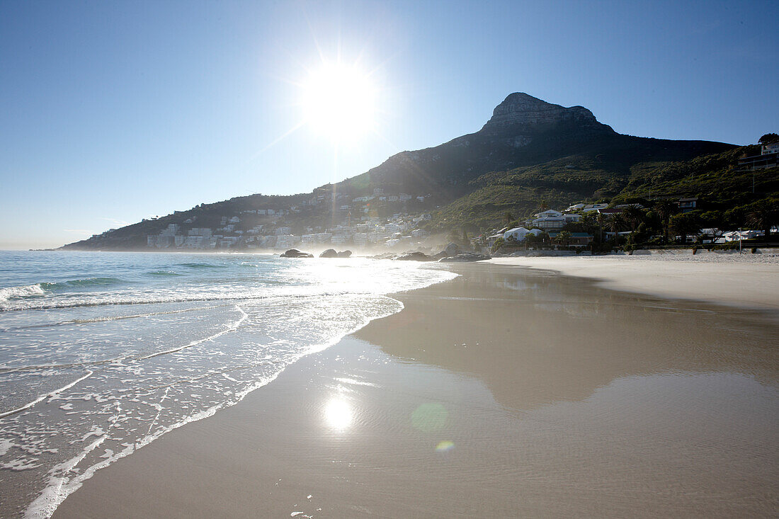 Sandy beach in the sunlight, Clifton 4th beach, Atlantic Seaboard, Cape Town, South Africa, Africa