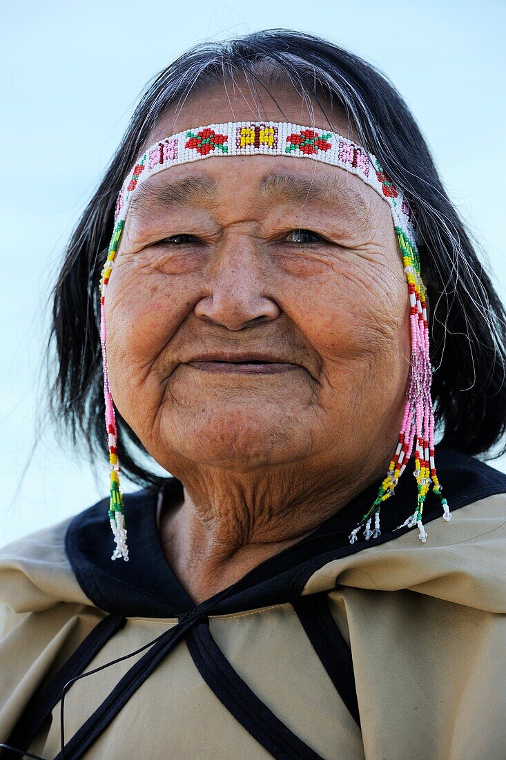 Portrait of Inuit chaman woman, Pond Inlet, Baffin Island, Nunavut, Canada