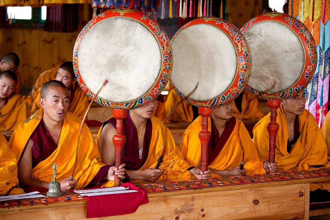 Monks chanting in the temple