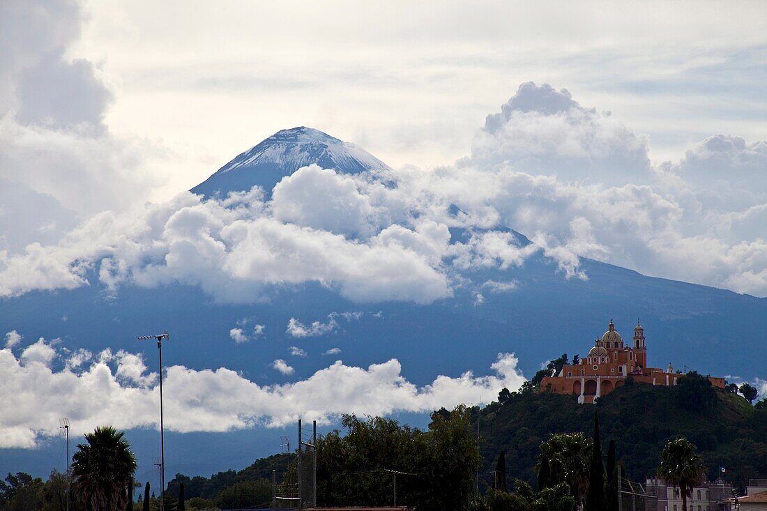 Cholula City and Popocatepetl Volcano