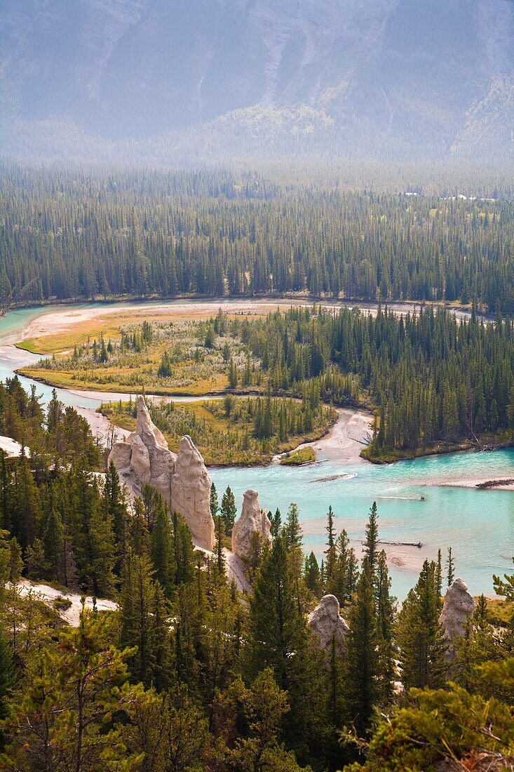 Bow River and the Canadian Rocky Mountains in the Banff National Park, Alberta, Canada