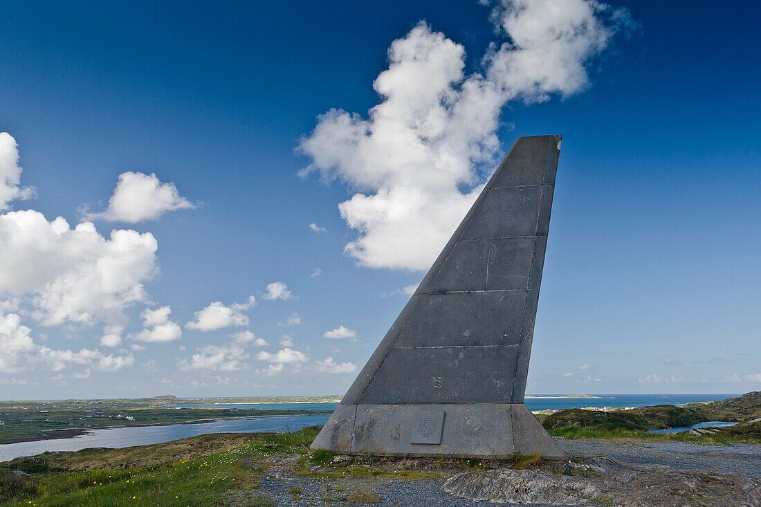 The Alcock and Brown Memorial near Clifden, County Galway, Ireland, Europe