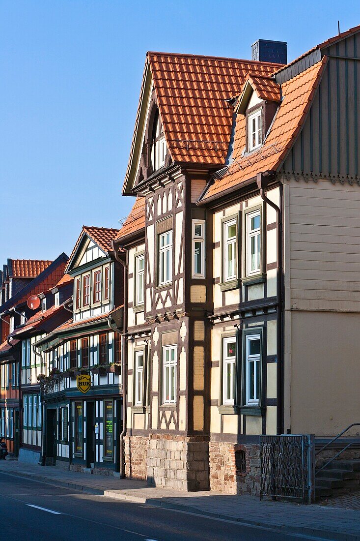 Row of timbered houses in Wernigerode, Saxony Anhalt, Germany, Europe