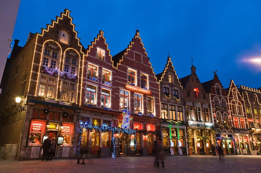 The Markt, Market Square, Bruges, Brugge, West Flanders, Flemish Region, Belgium, Winter.