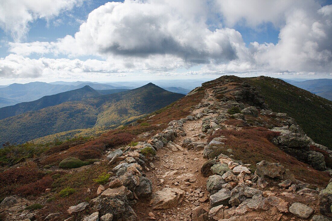 Appalachian Trail - Mountain landscape from Franconia Ridge Trail near Little Haystack Mountain during the summer months in the White Mountains, New Hampshire USA