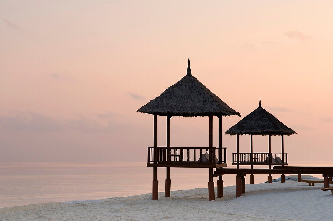 Gazebo with straw roof at a resort in the Maldives