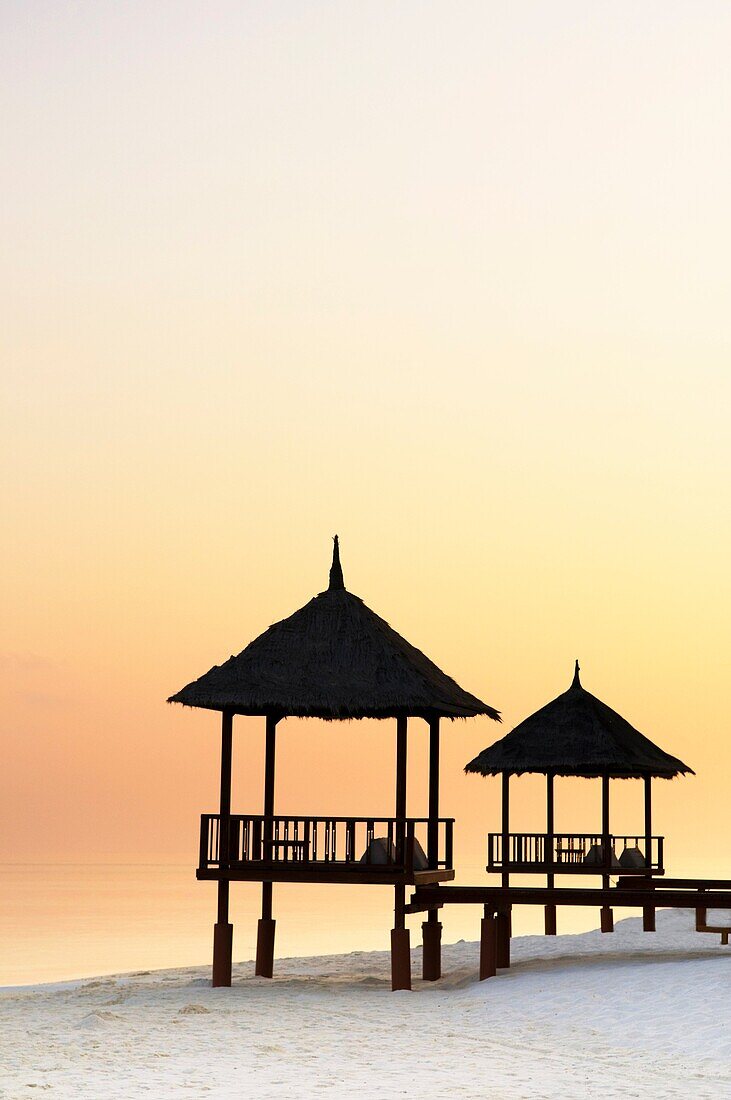 Gazebo with straw roof at a resort in the Maldives