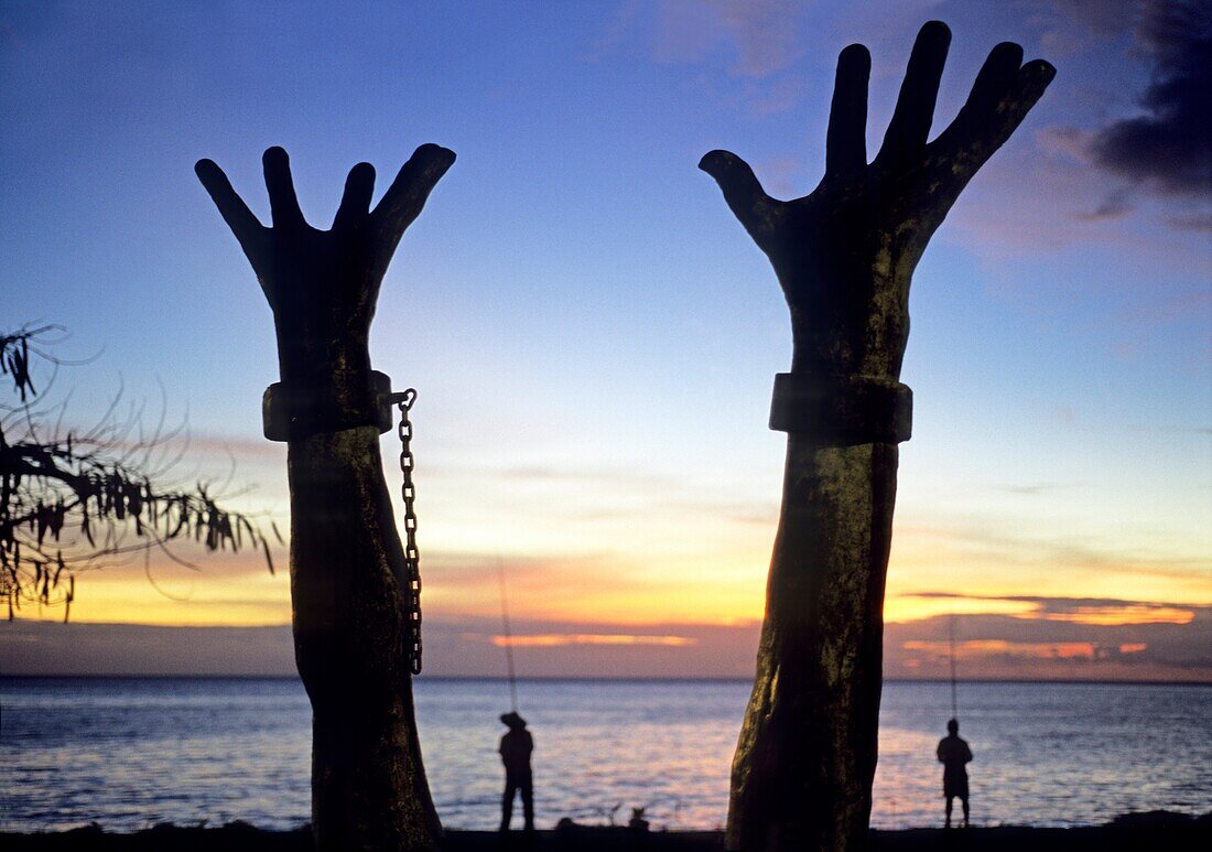 Skulptur zum Gedenken an die Abschaffung der Sklaverei Plage de Le Precheur Insel Martinique Französisches Überseedepartement und Region Karibische Antillen Archipel