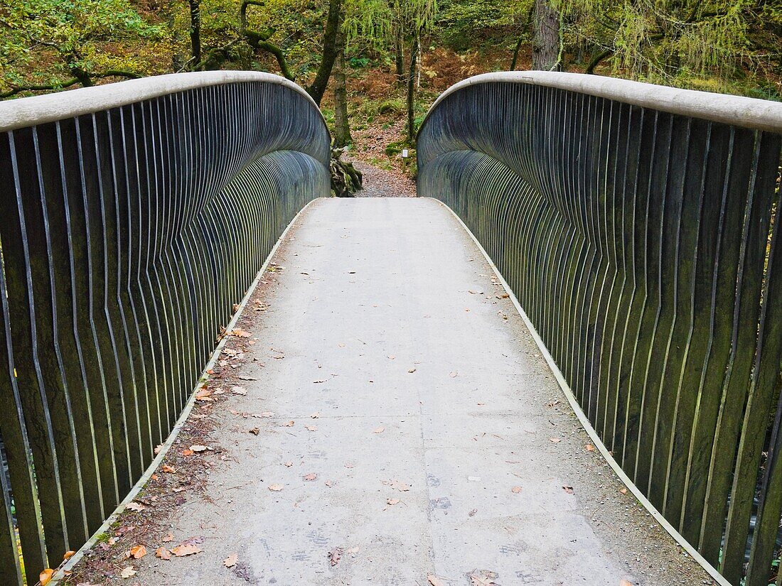 Woodburn footbridge over the River Brathay at Skelwith Bridge in the Lake District National Park, Cumbria, England, United Kingdom