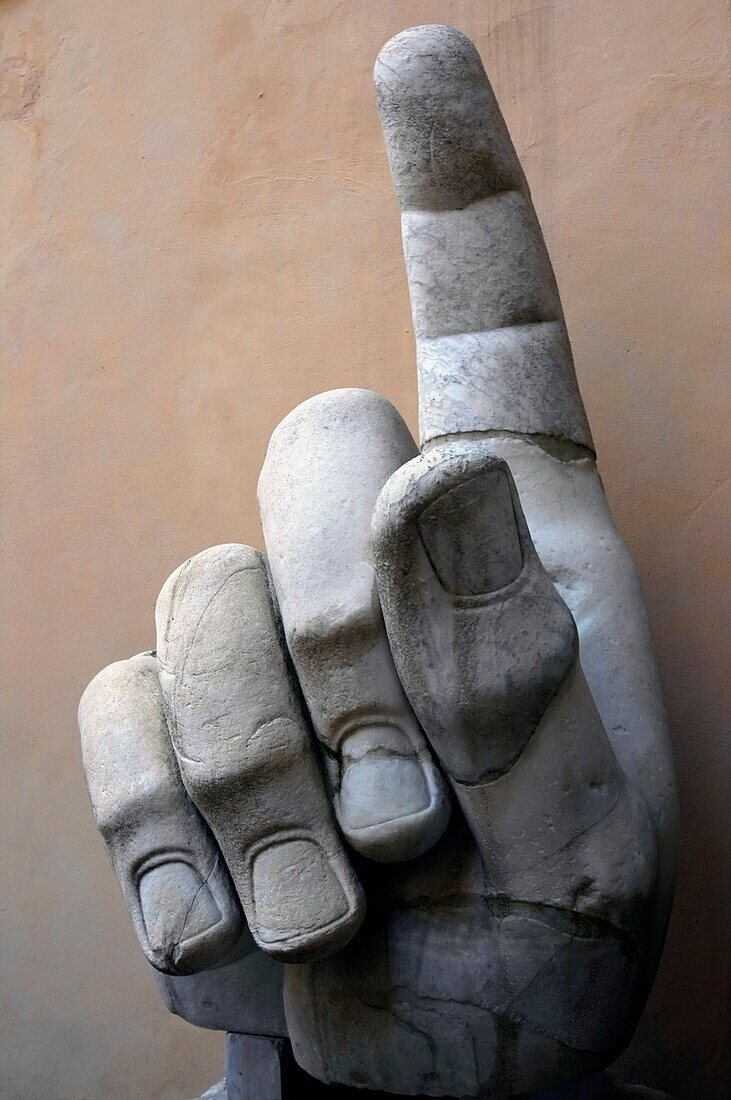 The colossal hand statue of Constantine Capitoline museum Rome Italy