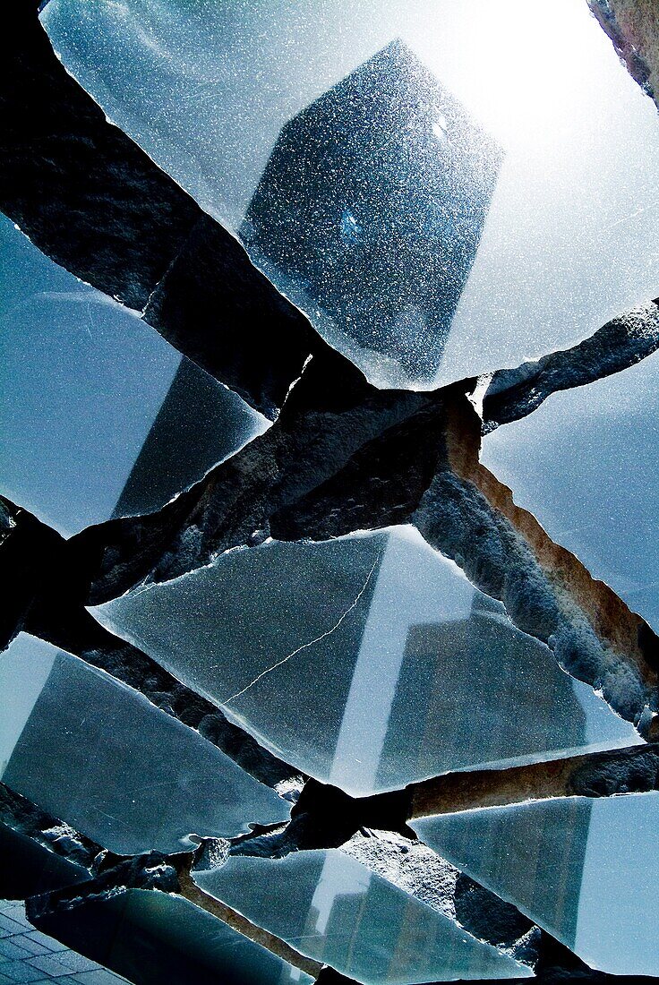 Skyscraper reflected in a black marble, Dubai, United Arab Emirates, Middle East