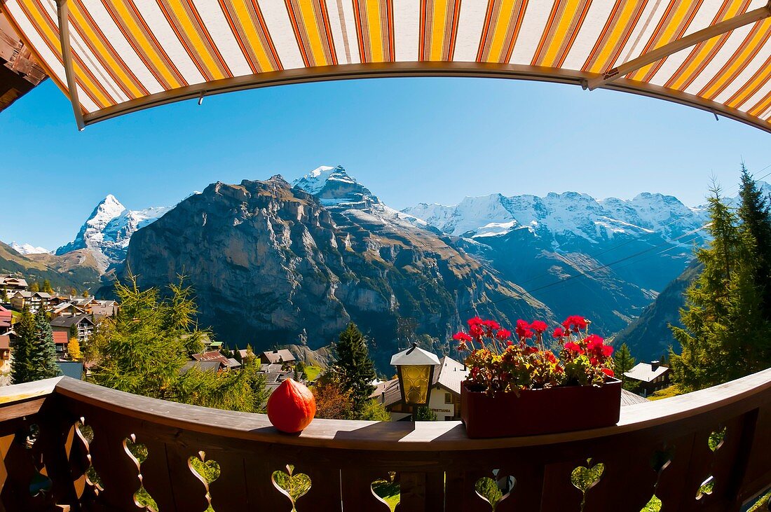 Murren, in the Swiss Alps, with the Eiger behind, Canton Bern, Switzerland