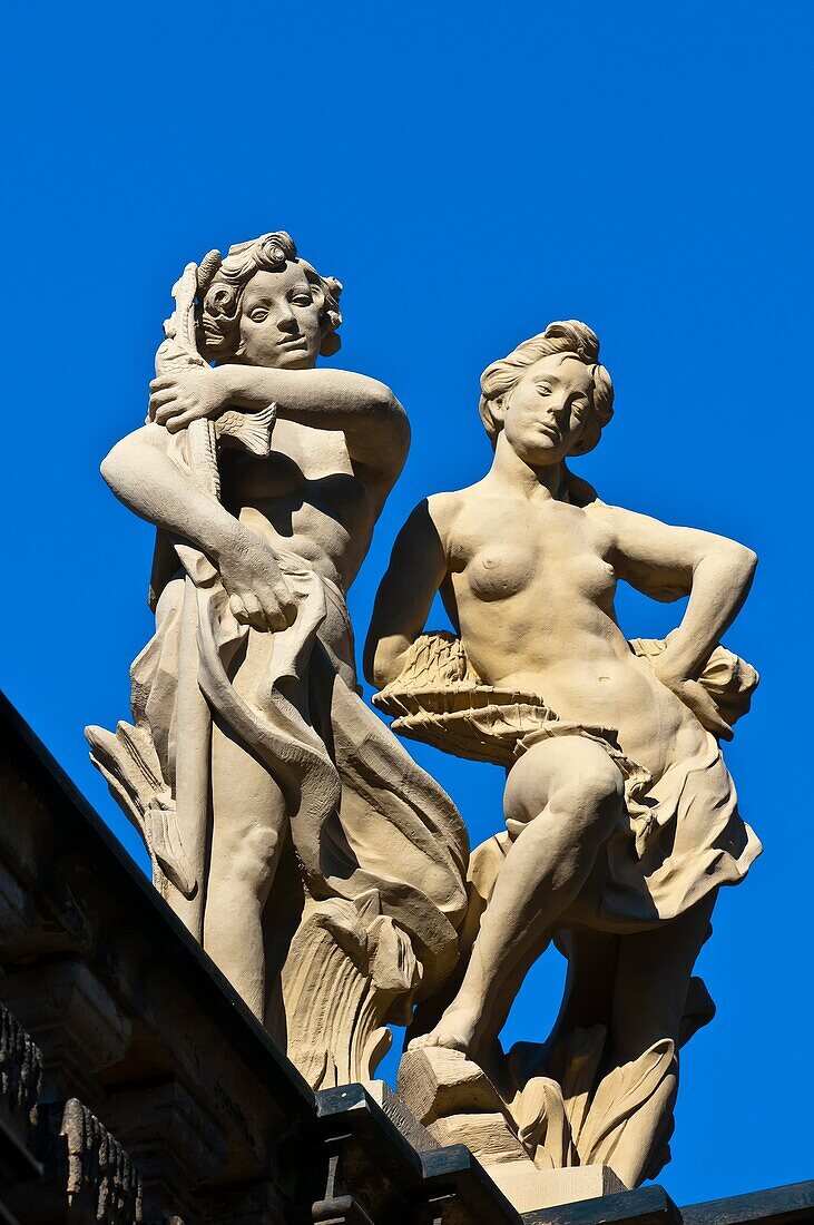 Statues, the Zwinger, Dresden, Saxony, Germany