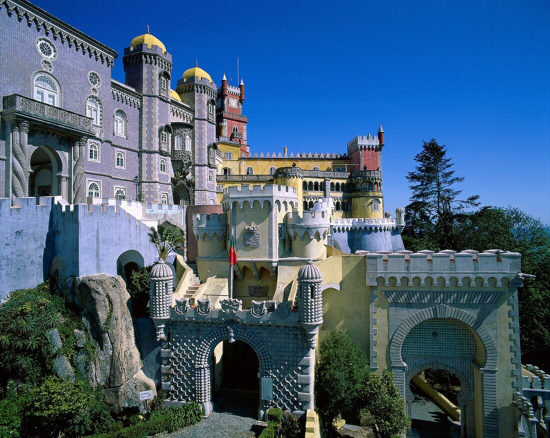 gothic, manueline, moorish, palace, pena, Portugal, . Gothic, Holiday, Landmark, Manueline, Moorish, Palace, Pena, Portugal, Europe, Romantic, Serra, Sintra, Tourism, Towers, Travel