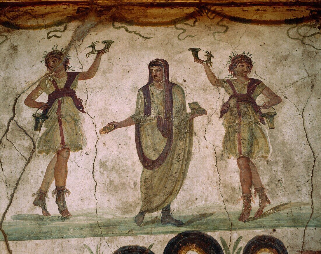 fresco, House of the Vettii, Italy, offering, Pompe. Fresco, History, Holiday, House of the vettii, Italy, Europe, Landmark, Offering, Pompeii, Roman, Tourism, Travel, Vacation