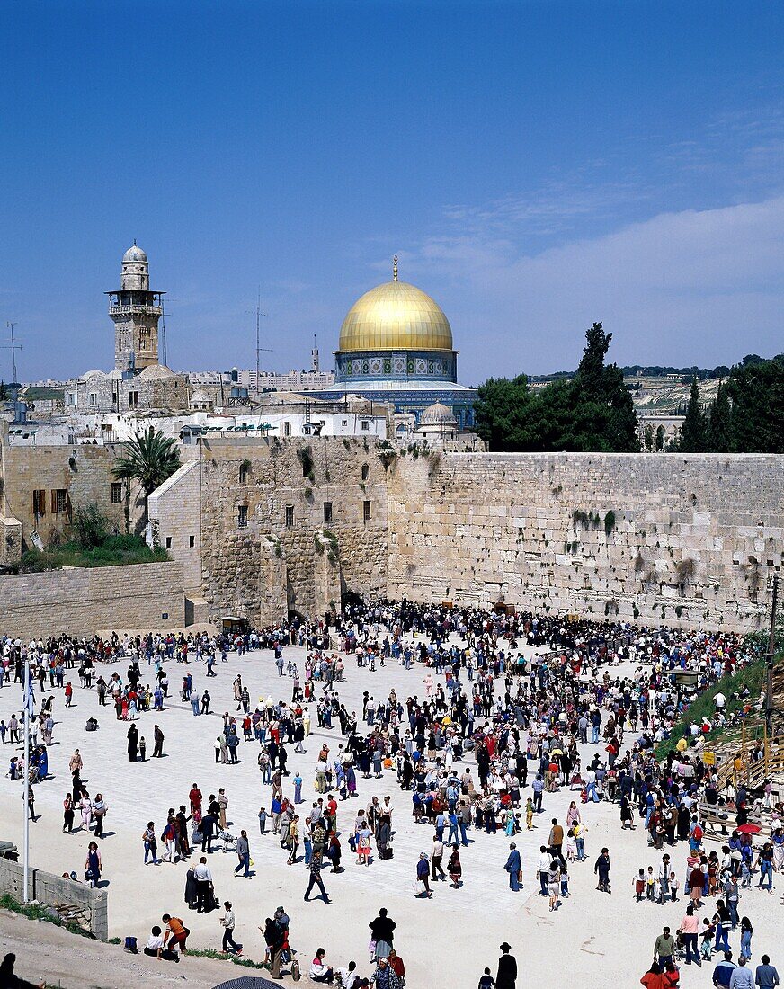 city, crowd, dome, Israel, Jerusalem, Middle East, . City, Crowd, Dome, Holiday, Israel, Near East, Jerusalem, Landmark, Middle east, People, Tourism, Travel, Vacation, Wailing, Wai