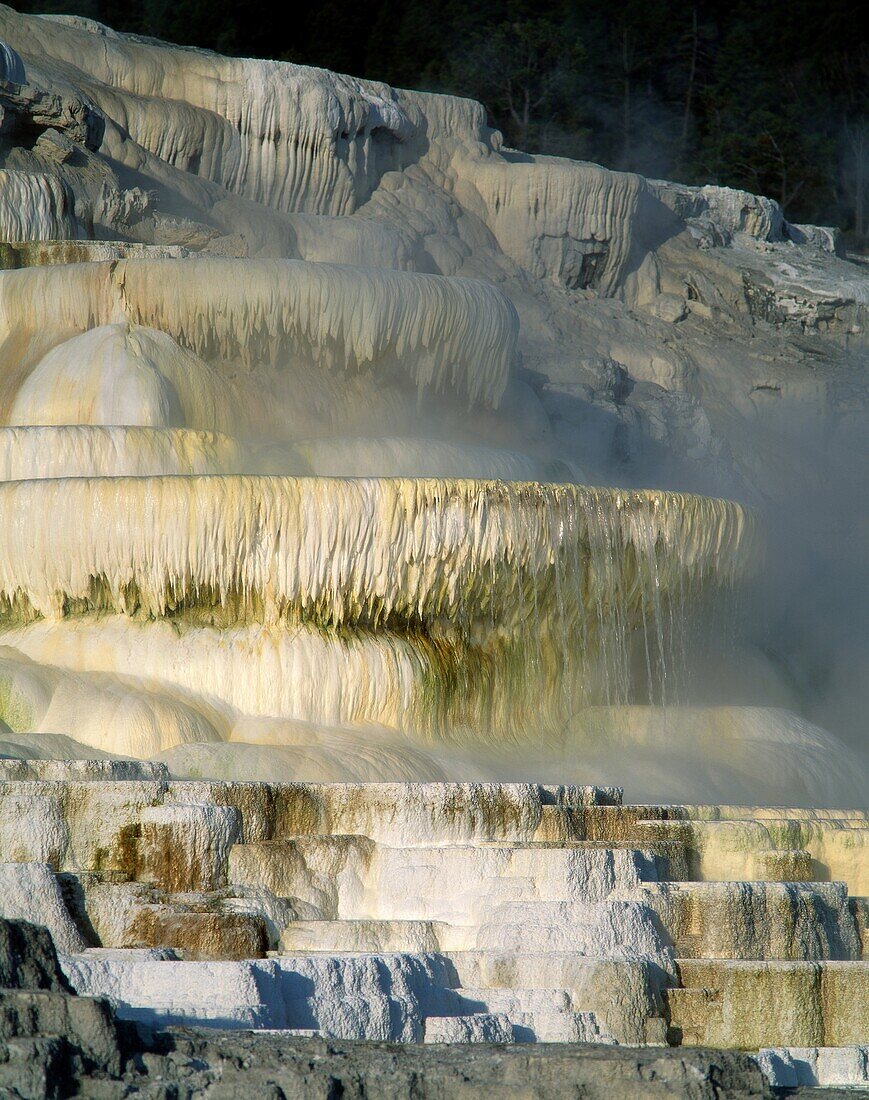 deposits, Mammoth Hot Springs, park, springs, steam. America, Deposits, Holiday, Landmark, Mammoth hot springs, Park, Springs, Steam, Tourism, Travel, United states, USA, Vacation