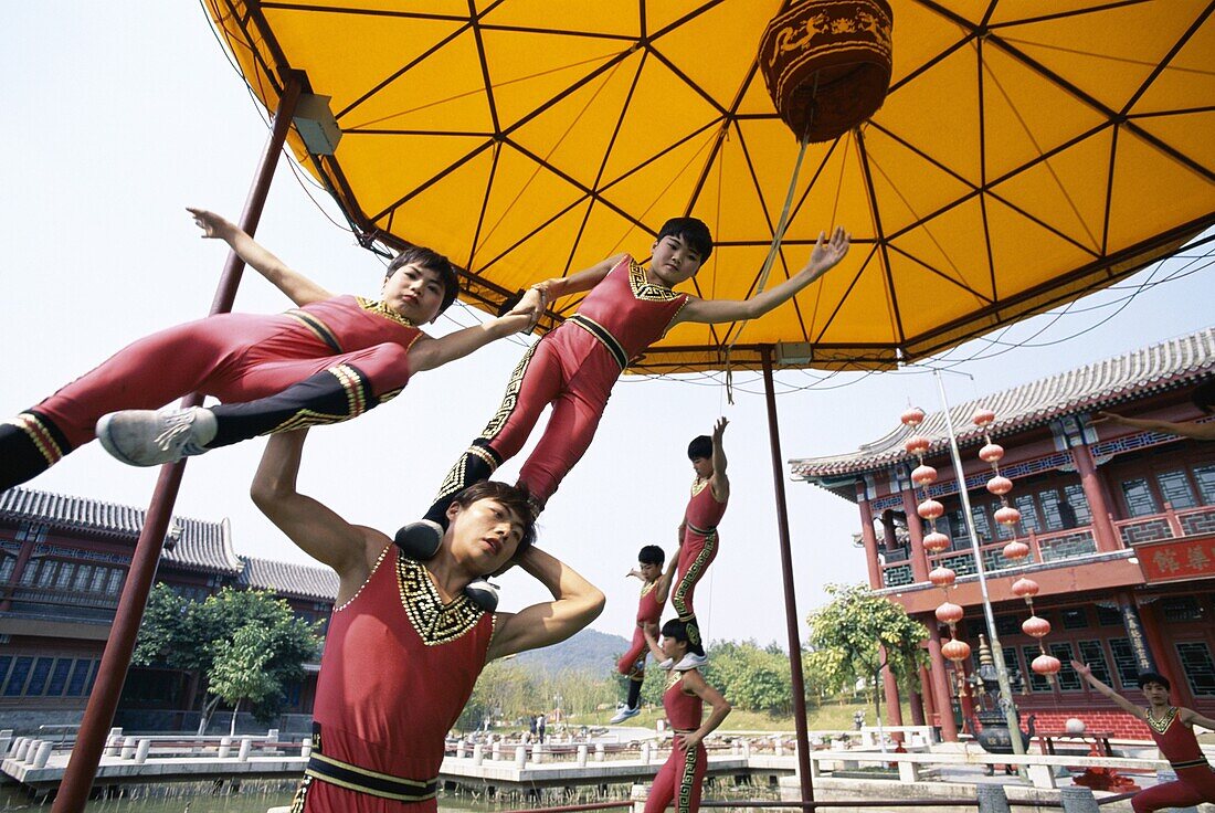 Acrobatics, Children Performing, China, Asia, Shang. Acrobatics, Asia, Children, China, Holiday, Landmark, Performing, Shanghai, Tourism, Travel, Vacation