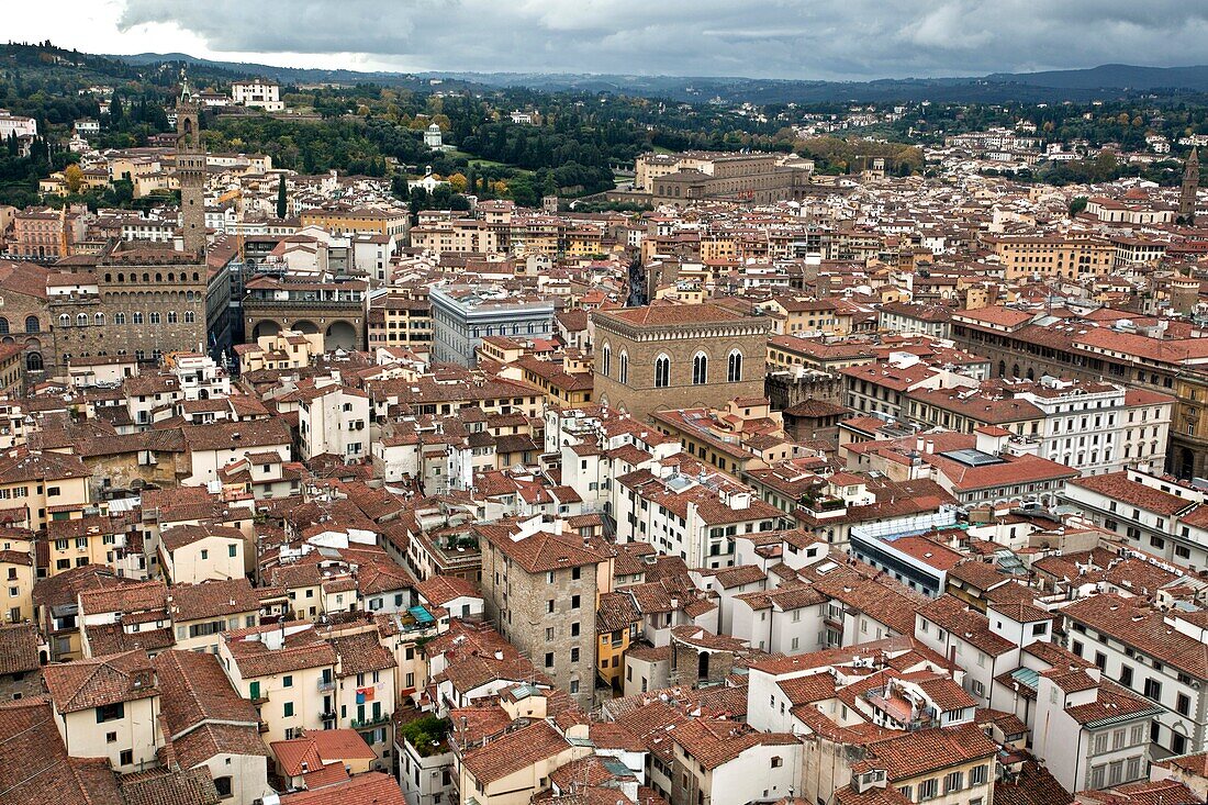 View of Florence from the Dome of Filippo Brunelleschi. Florence Italy.