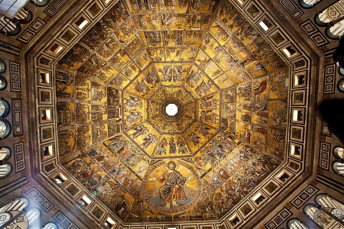 Saint John's baptistery (Battistero di San Giovanni) mosaic ceiling Florence. Italy.