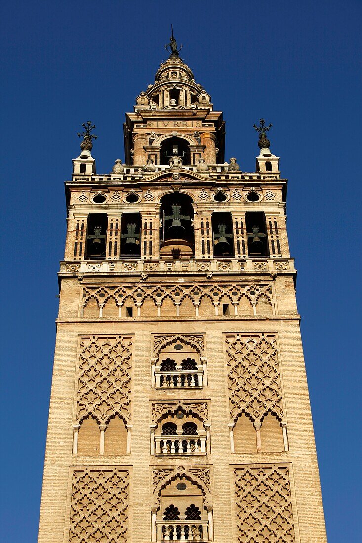 Giralda, the Sevilla cathedral bell tower (formerly a minaret) . Sevilla. Spain.