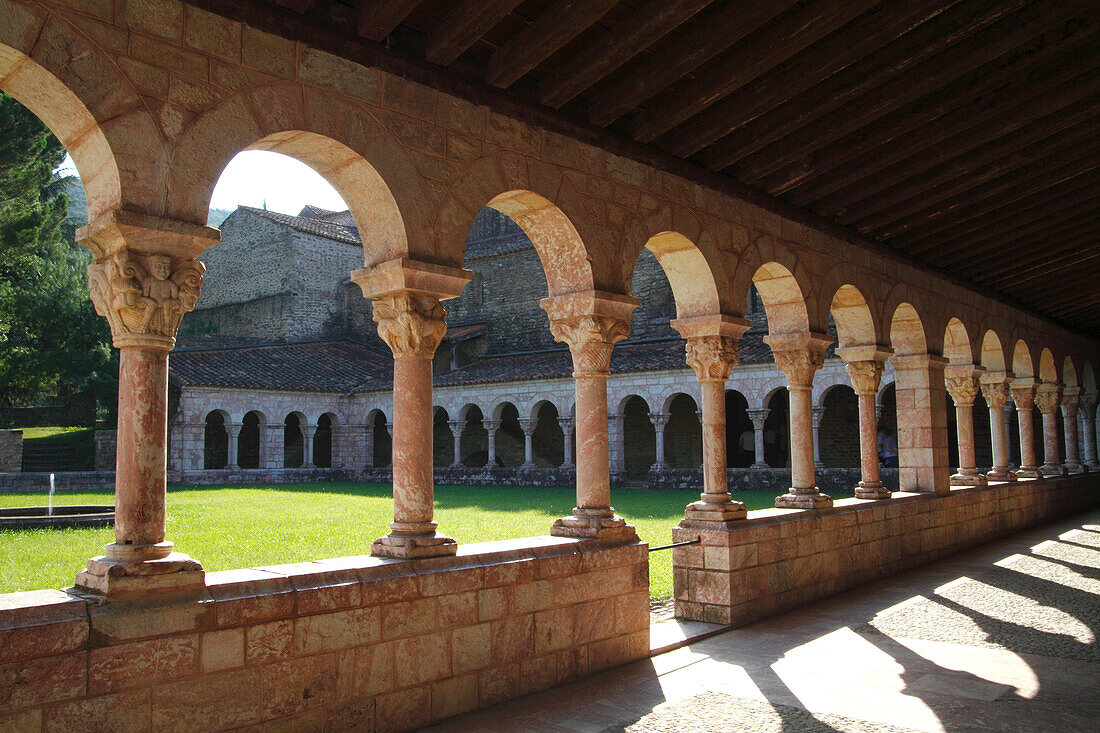 France, Languedoc Roussillon, Pyrenees Orientales (66), Codalet, Saint Michel de Cuxa abbey, the cloister