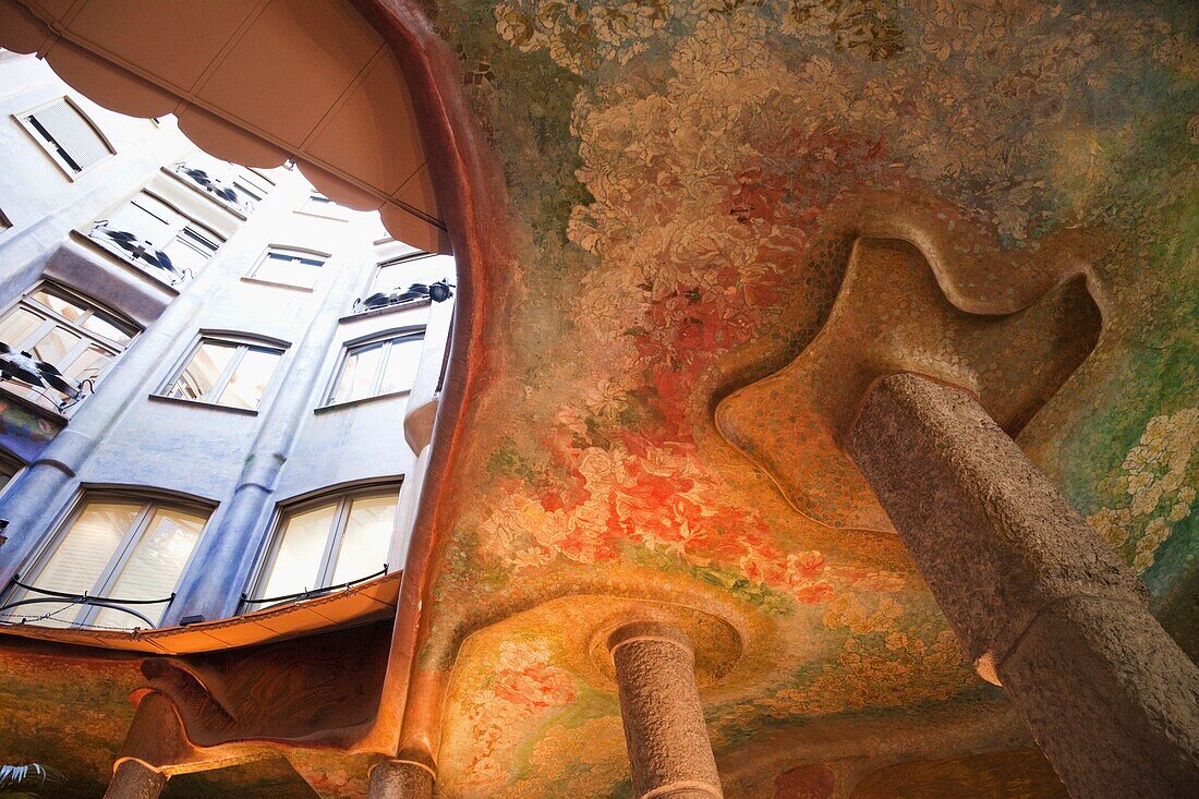 Spain, Barcelona, Casa Mila aka La Pedrera, Interior Ceiling Detail