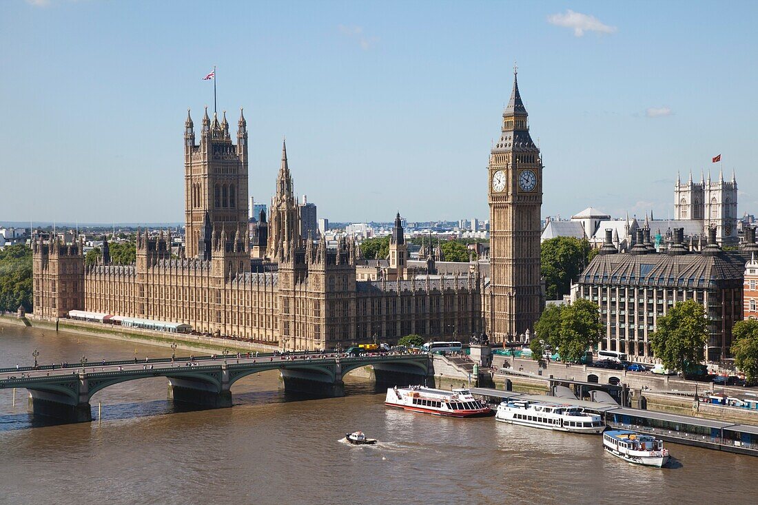 England, London, Palace of Westminster and River Thames
