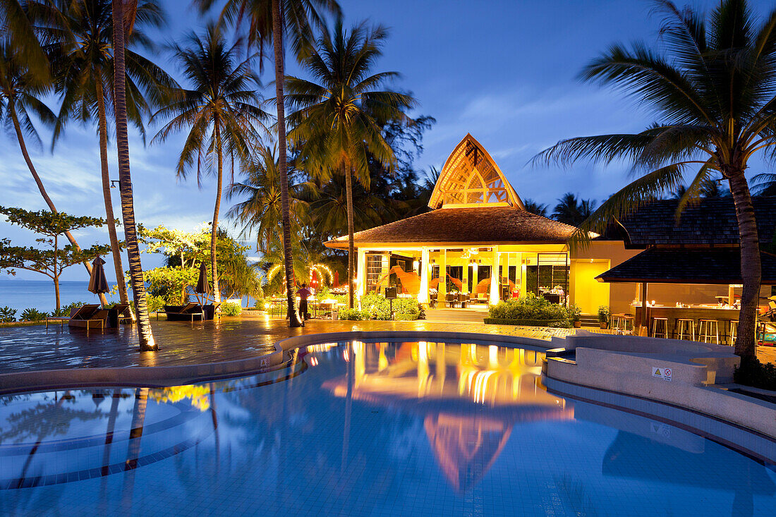 The Passage Hotel with Swimming Pool surronded by Plam trees on the , Koh Samui Island, Surat Thani Province, Thailand