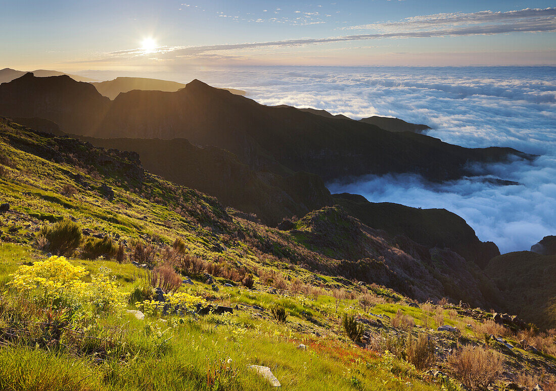 Blick von Terxeira auf Canario, Wolkenmeer, Madeira, Portugal