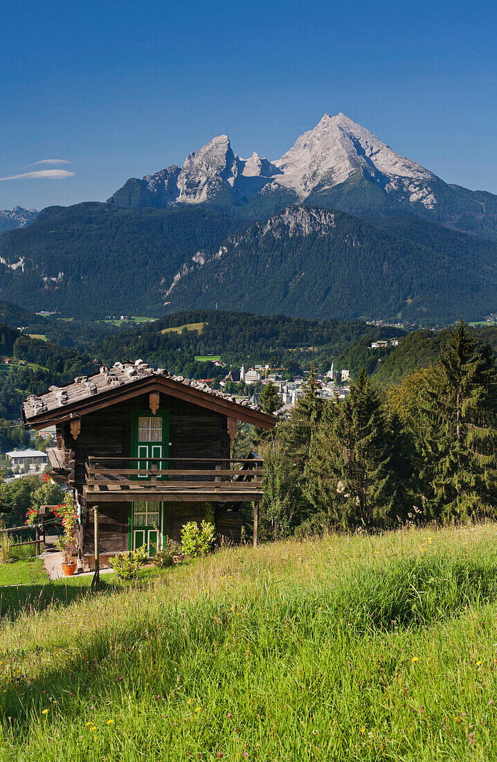 Metzenleiten gegen Watzmann, Berchtesgadener Land, Bayern, Deutschland