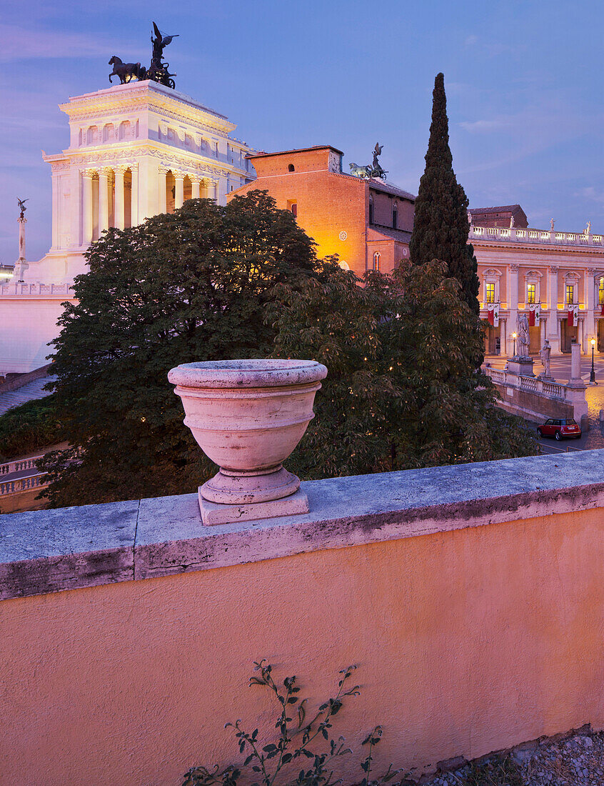 Capitoline Hill with monument Monumento Vittorio Emanuele II and Palazzo dei Conservatori, Piazza dei Campidoglio, Rome, Lazio, Italy