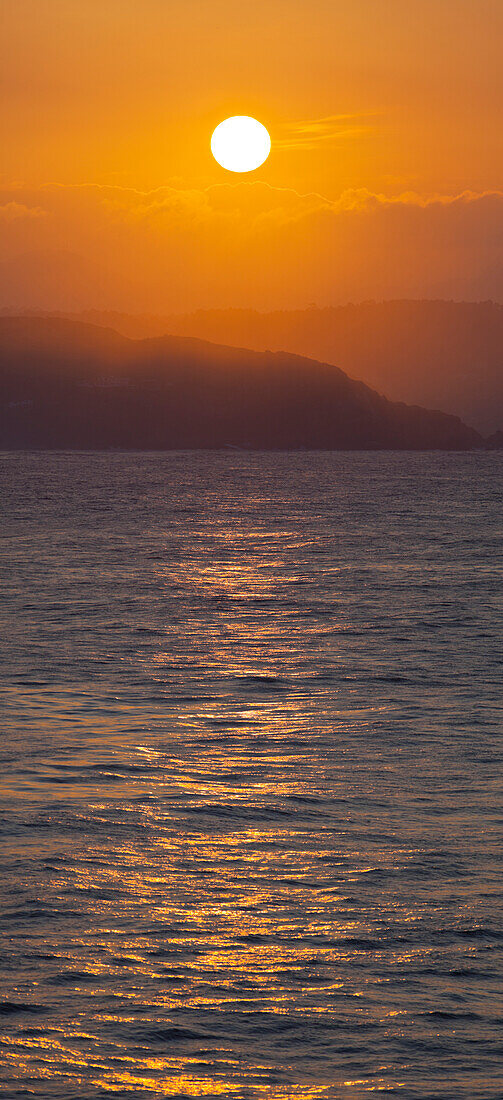 Sunset near Aviles, Bay of Biscay, Asturias, Spain