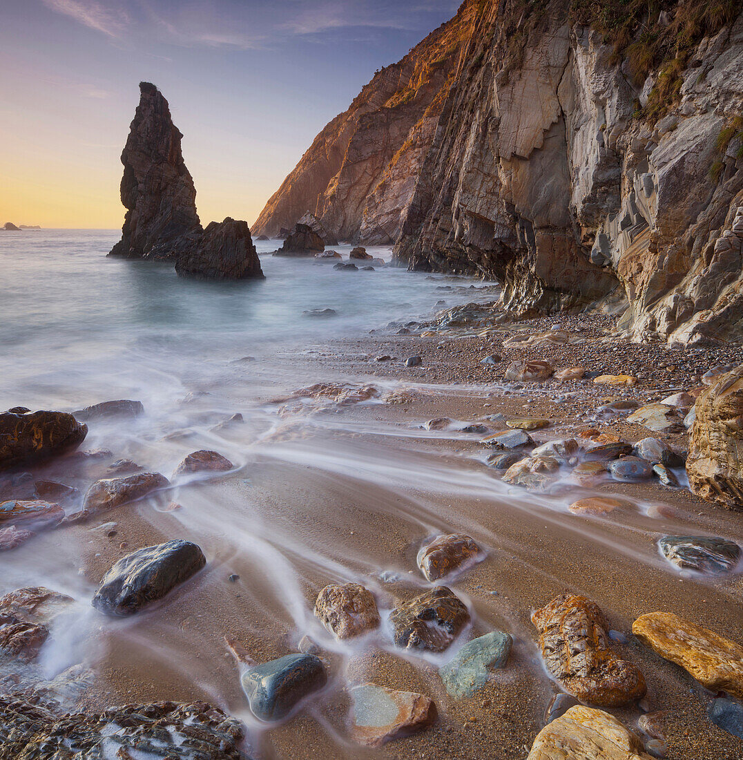 Scenery at Playa del Silencio, Cudillero, Asturias, Green Spain, Spain