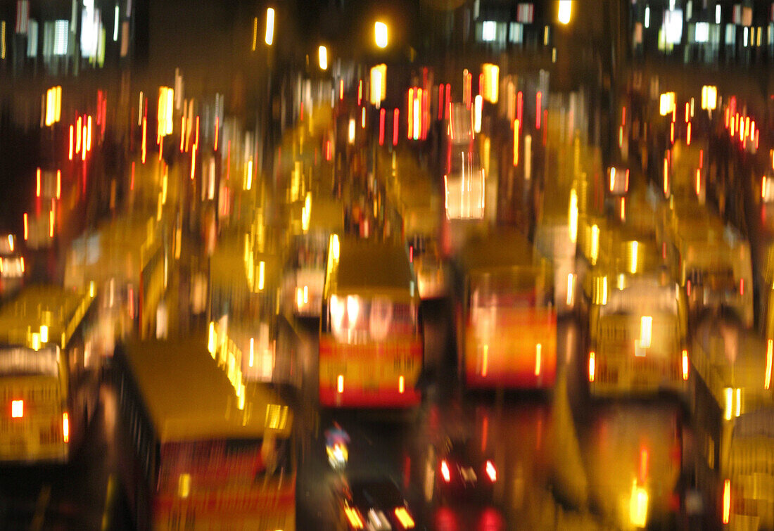 Traffic in motion in Edsa at night, Manila, Makati, Metro Manila, Luzon Island, Philippines, Asia
