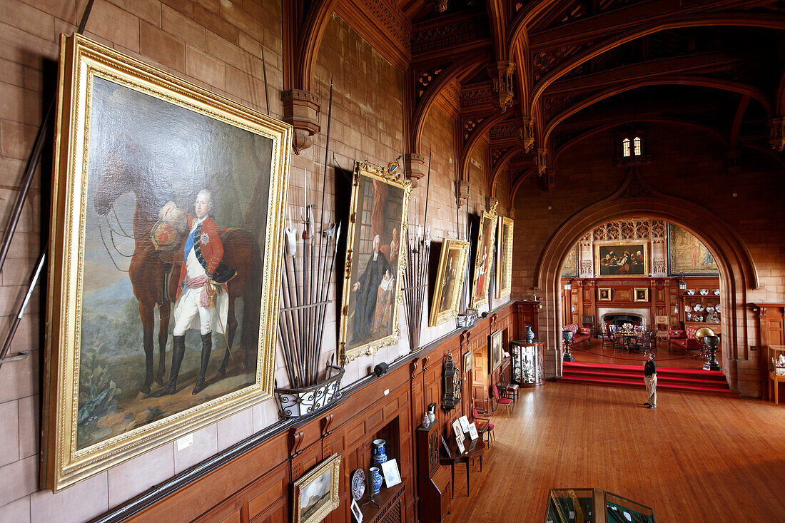 Ancestral portrait gallery in the exibition at Kings Hall, Bamburgh Castle, Bamburgh, Northumberland, England, Great Britain, Europe