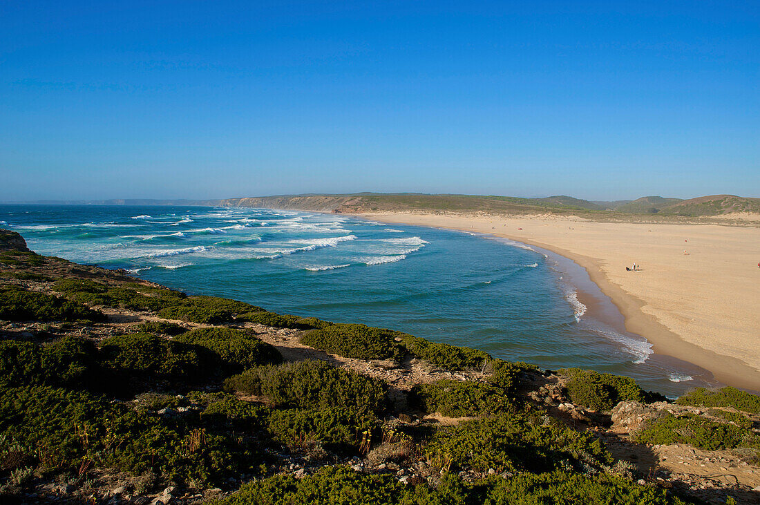 Beach at the Praia de Bordeira, evening light, west coast, Costa Vicentina, Algarve, Portugal, Europe