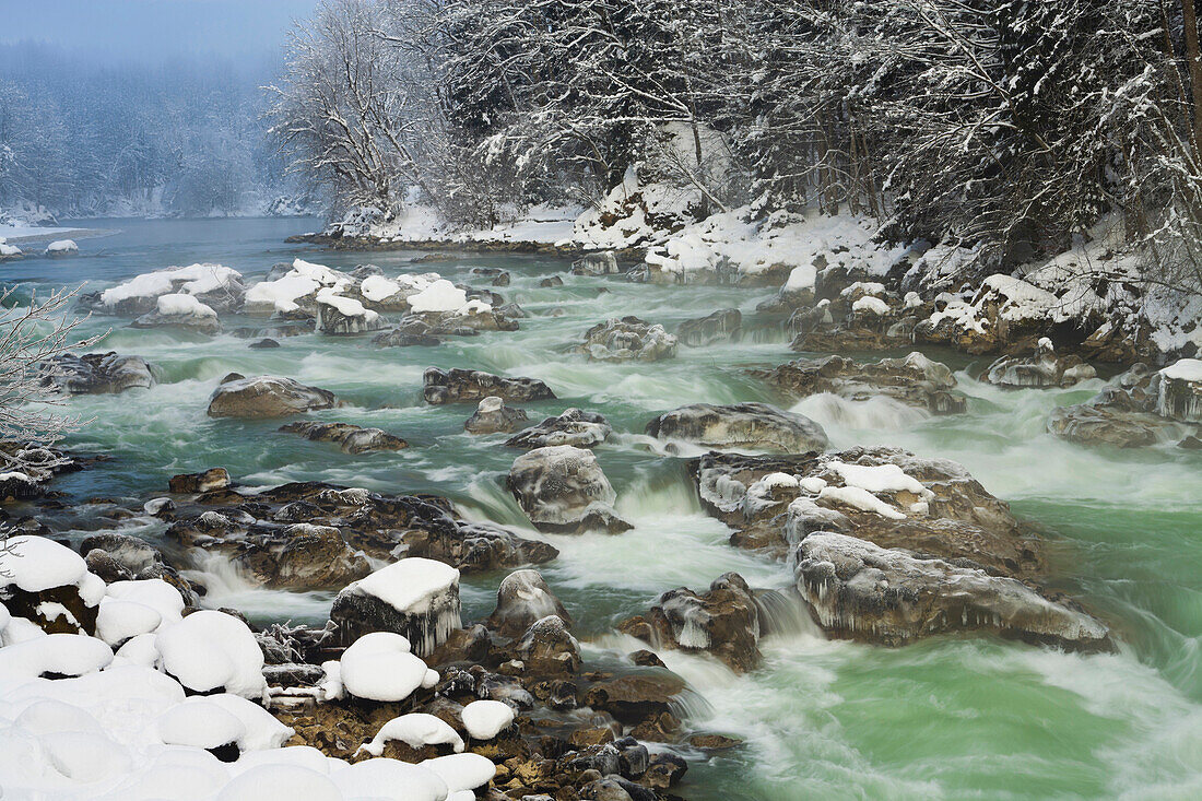 Vereiste Enns im Nationalpark Gesäuse, Ennstaler Alpen, Steiermark, Österreich, Europa