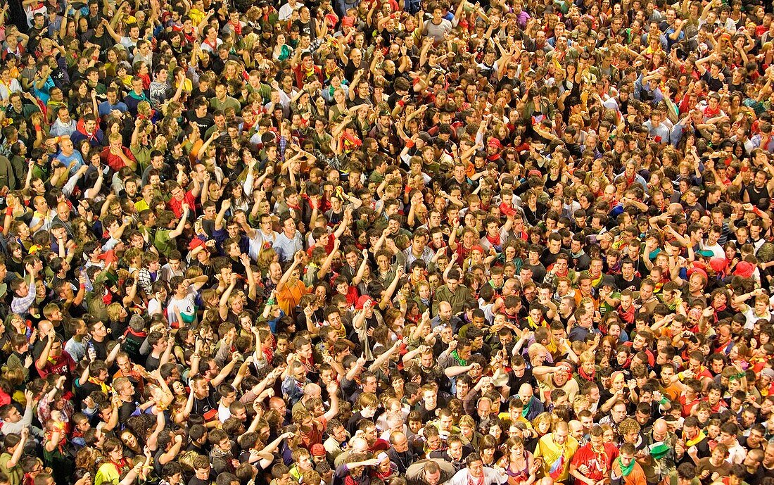 People Plaça de Sant Pere La Patum Masterpiece of Oral and Intangible Heritage by UNESCO Berga  Barcelona  Catalonia  Spain